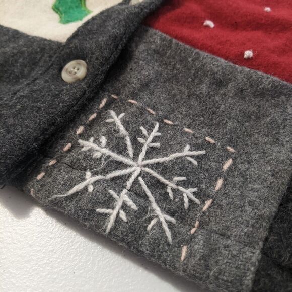 Vintage Christmas Patchwork Vest Wool Reindeer Womens S Small Holiday Snowflakes - Picture 4 of 7